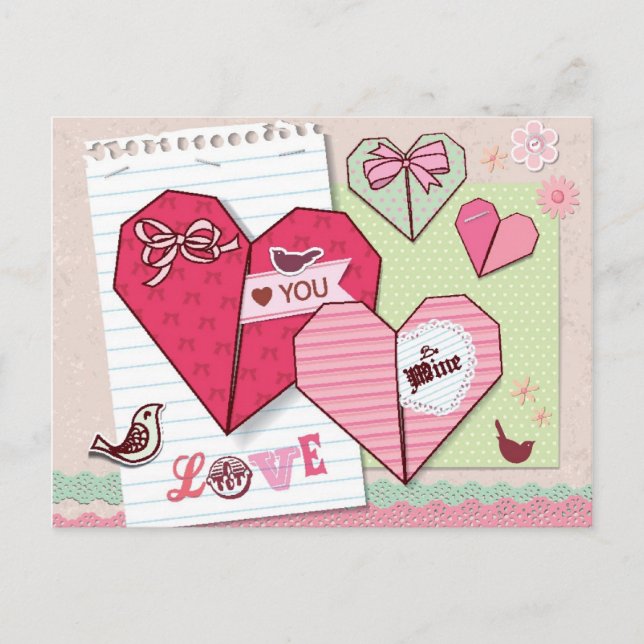 Carte Postale Scrapbook avec éléments d'amour (Devant)