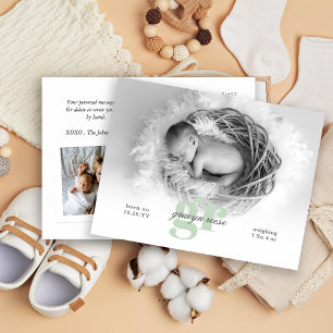 Carte Postale Script and  Monogram Baby Photo