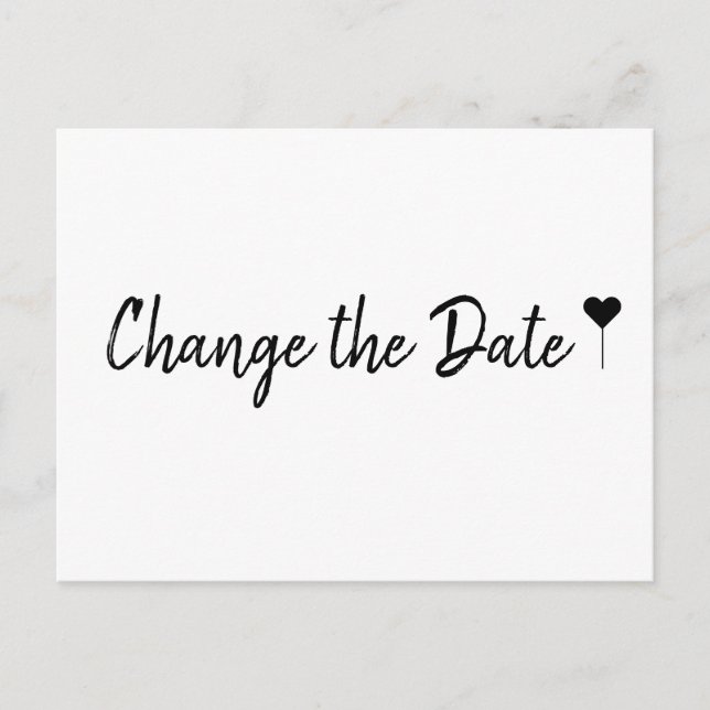 Carte Postale Script bohème simple blanc Modifier la date (Devant)