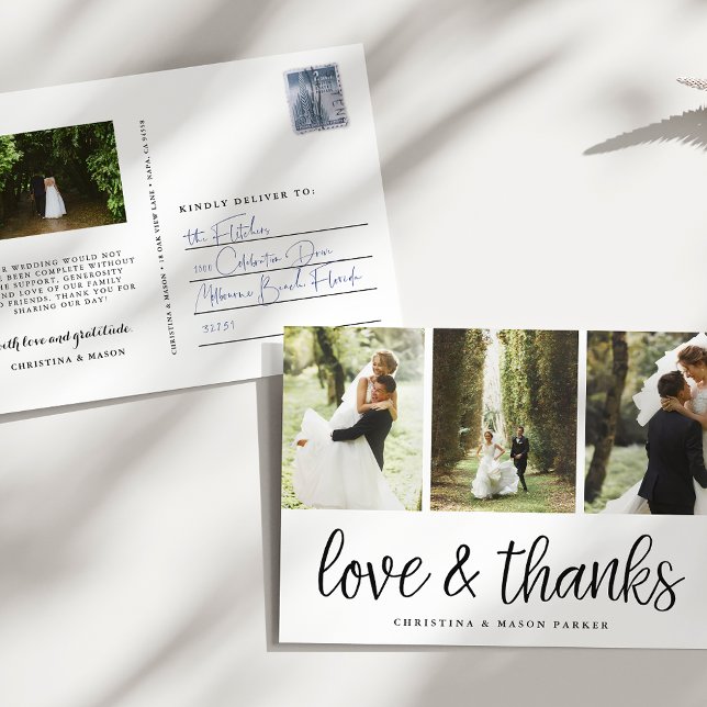 Carte Postale Script chic | Merci photo multi-Mariage (Créateur téléchargé)