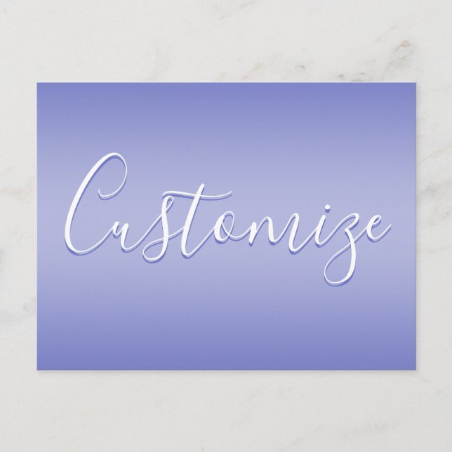 Carte Postale Script cursif modifiable | Violet blanc et violet (Devant)