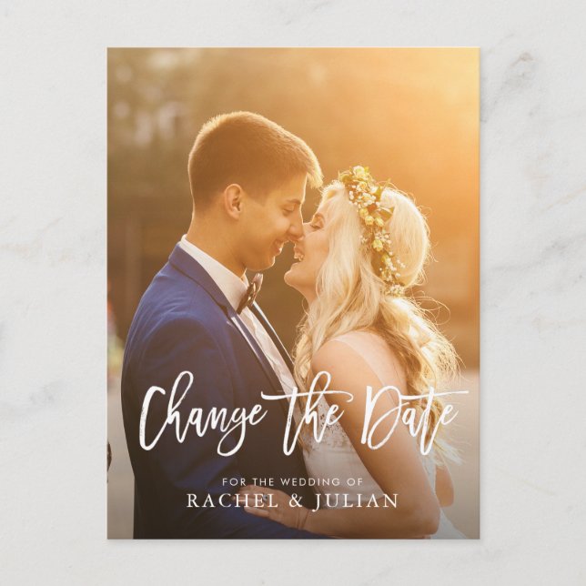 Carte Postale script de brosse modifier la photo de date (Devant)