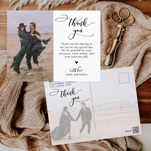 Carte Postale Script de calligraphie budgétaire Mariage photo Me (Créateur téléchargé)