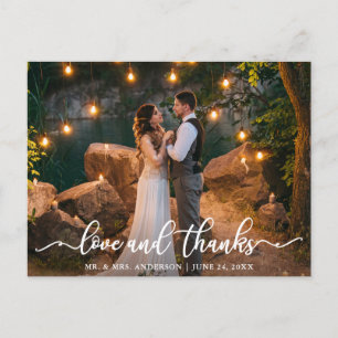 Carte Postale Script de mariage élégant amour et remerciements P