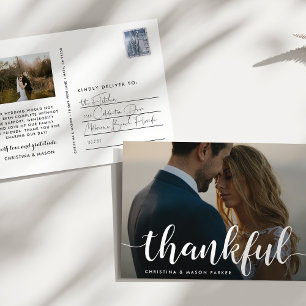 Carte Postale Script de remerciement   Merci photo Mariage