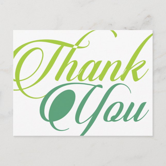 Carte Postale Script de remerciement vert moderne (Devant)