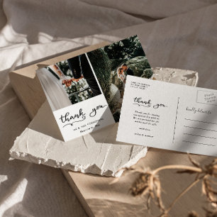 Carte Postale Script Décontracté Merci mariage   Deux photos