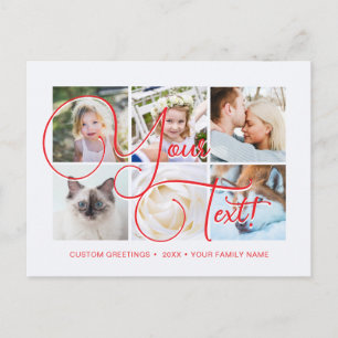 Carte Postale Script élégant personnalisé 6 photos Universel