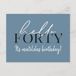 Carte Postale Script et géométrique 40e anniversaire