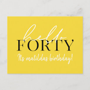 Carte Postale Script et géométrique 40e anniversaire