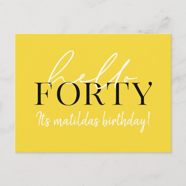 Carte Postale Script et géométrique 40e anniversaire (Devant)