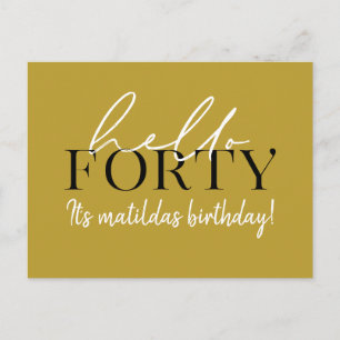 Carte Postale Script et géométrique 40e anniversaire