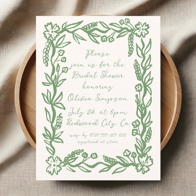 Carte Postale Script Fête des mariées de l'âge botanique floral (Créateur téléchargé)