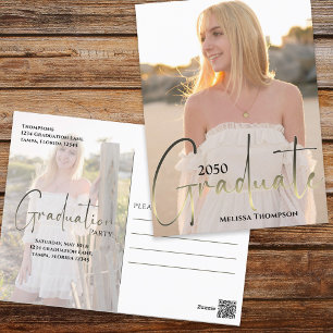 Carte Postale Script Gold Graduate noir deux Vellum photo budget