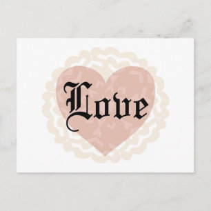 Carte Postale Script gothique amour avec coeur