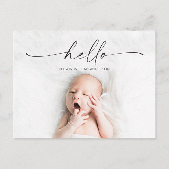 Carte Postale Script Hello Baby Faire-part de naissance photo (Devant)