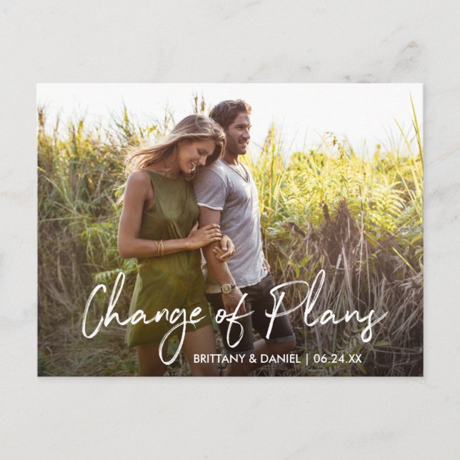 Carte Postale Script manuscrit Changement de plan Photo (Devant)