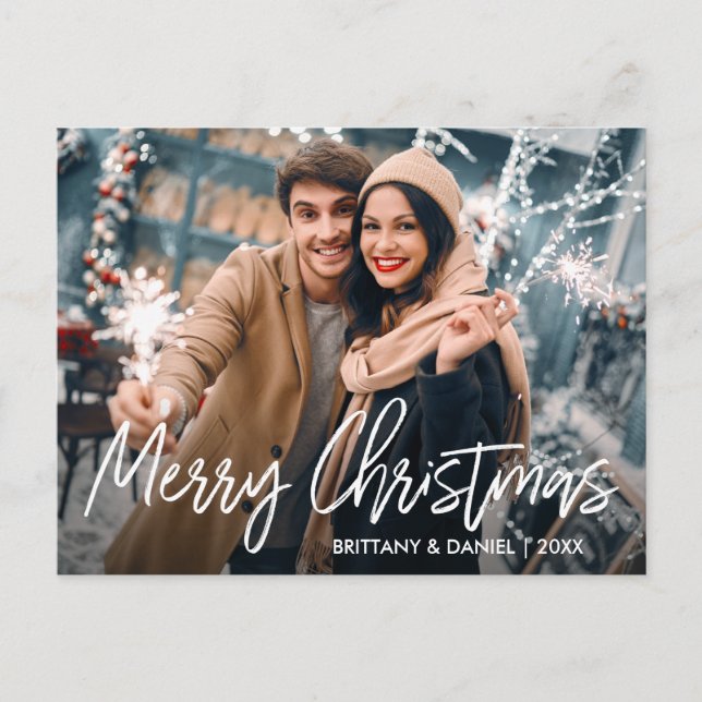 Carte Postale Script manuscrit Joyeux Noël Photo (Devant)