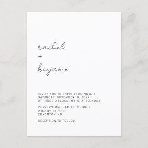 Carte Postale Script Mariage minimaliste Typographie simple mode
