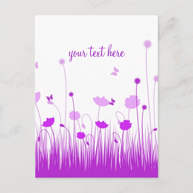Carte Postale Script minimal de purple et de pavot blanc (Devant)