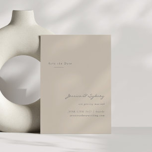 Carte Postale Script minimaliste Moderne Beige Taupe Enregistrer