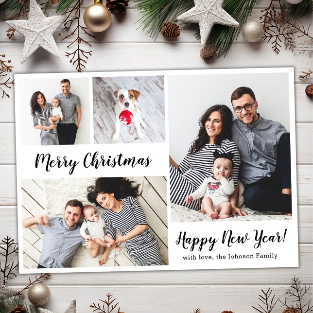Carte Postale Script moderne 5 photos de Noël multiples (Créateur téléchargé)