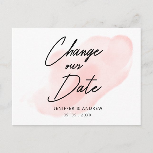 Carte Postale script moderne aquarelle lavage modifier la date (Devant)