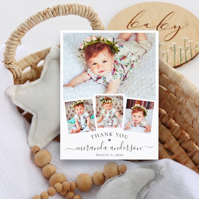 Carte Postale Script moderne Baby 4 Photo Collage (Créateur téléchargé)
