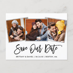 Carte Postale Script moderne de brosse Enregistrer notre date 3 