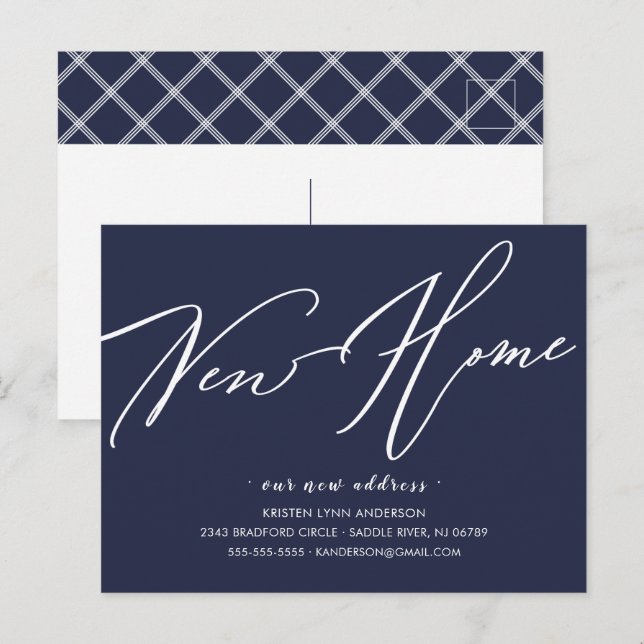 Carte Postale Script moderne Nouvelle maison Faire-part mobile  (Devant / Derrière)