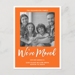 Carte Postale Script moderne Orange Moving Faire-part Photo