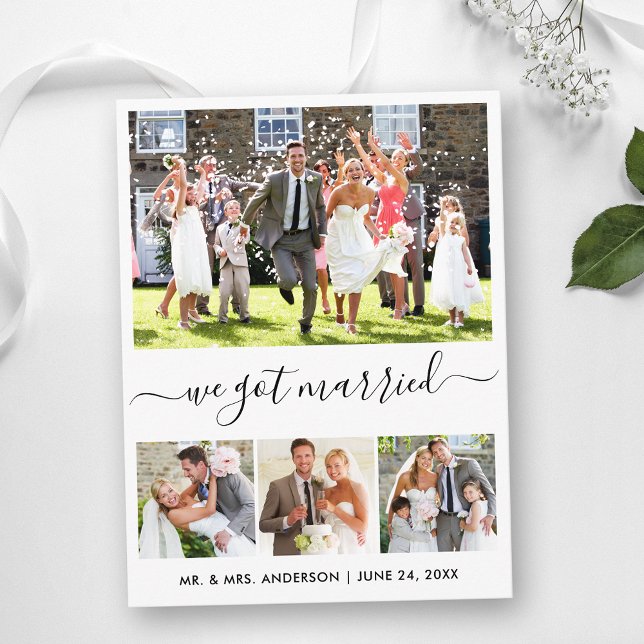 Carte Postale Script moderne tendance Nous Nous Sommes Mariés 4  (Customize to add text to back of card.)