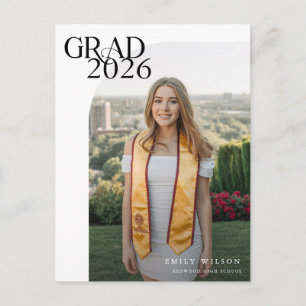 Carte Postale Script Noir Photo de Diplômé Remerciements pour le