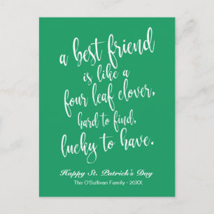 Carte Postale Script Proverbe d'amitié irlandais St. Patrick's D