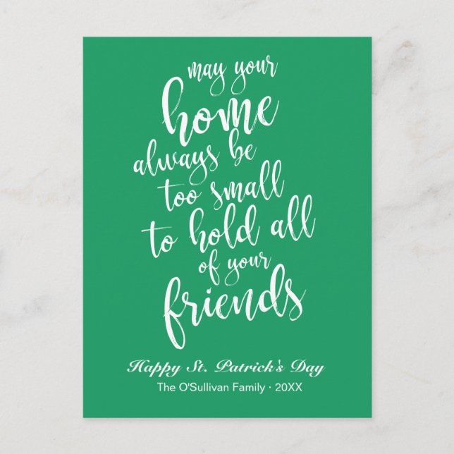 Carte Postale Script stylish Irish Blessing St. Patrick's Day (Devant)