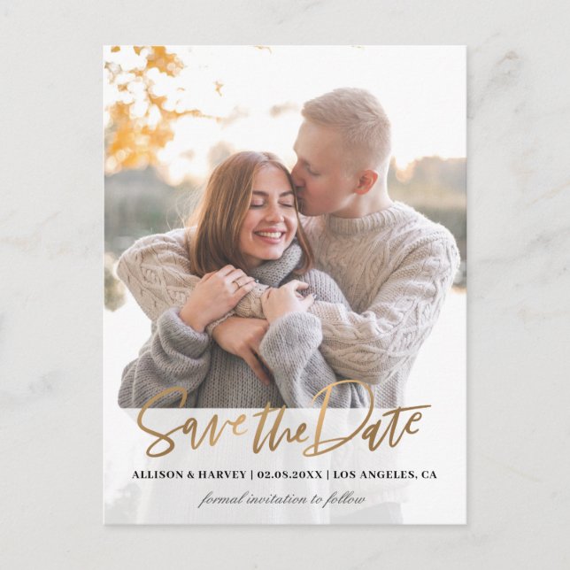 Carte Postale Script tendance enregistrer la date (Devant)