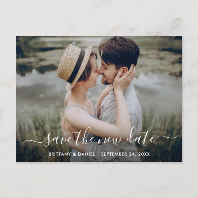 Carte Postale Script tendance moderne Enregistrer la photo nouve (Devant)