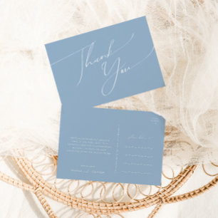Carte Postale Script Whimsical   Merci Mariage bleu Dusty