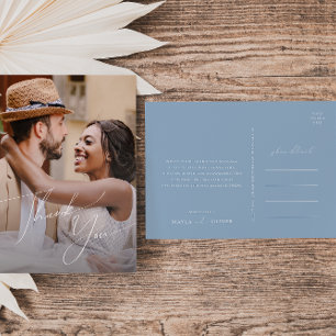 Carte Postale Script Whimsical   Merci Mariage photo bleu