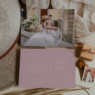 Carte Postale Script Whimsical   Merci photo horizontal Rose