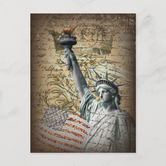 Carte Postale Scripts statue de liberté du patriotique de New Yo (Devant)