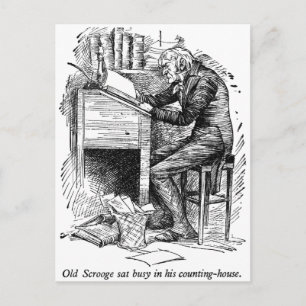 Carte Postale Scrooge at His Desk