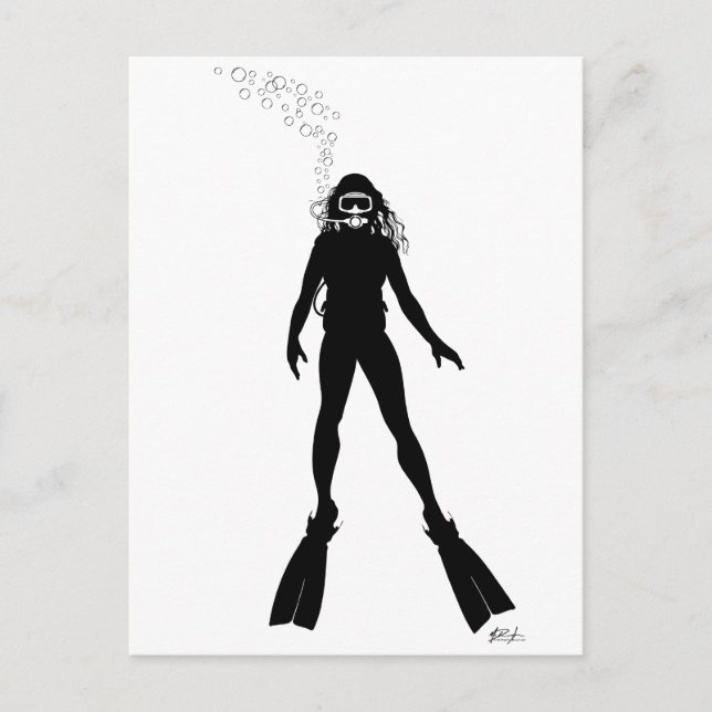 Carte Postale Scuba Diver Silhouette (Femme) (Devant)