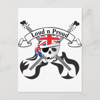 Carte Postale Scull et guitares GB