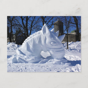 Carte Postale Sculpture de cheval dans la neige, Québec, Canada