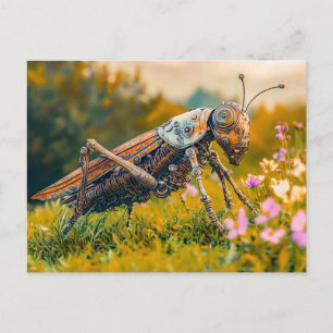 Carte Postale Sculpture de jardin en métal de sauterelle