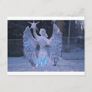 Carte Postale Sculpture de neige d'hiver ange Christianisme Foi