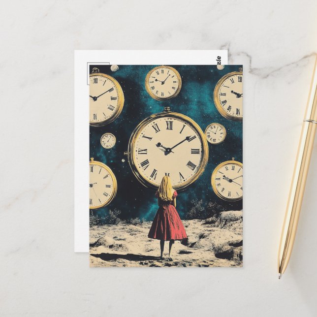 Carte Postale Se tenir debout dans le temps surréel (Devant/Arrière en situation)