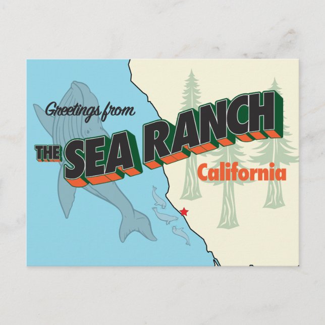 Carte postale Sea Ranch aux grandes lettres - vers (Devant)