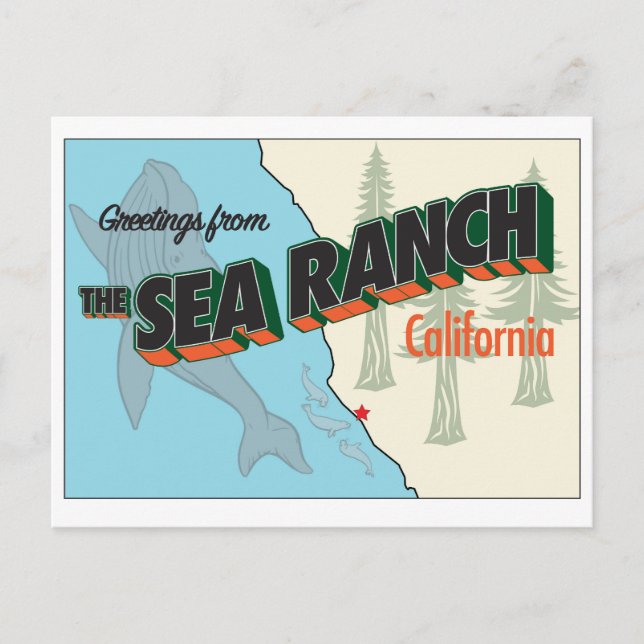 Carte postale Sea Ranch aux grandes lettres - vers (Devant)